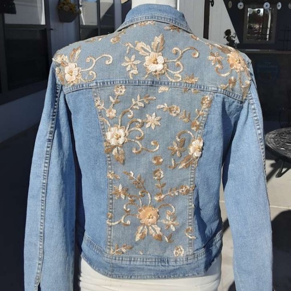NEW Jean Jacket with Embroidered accents - Picture 4 of 4